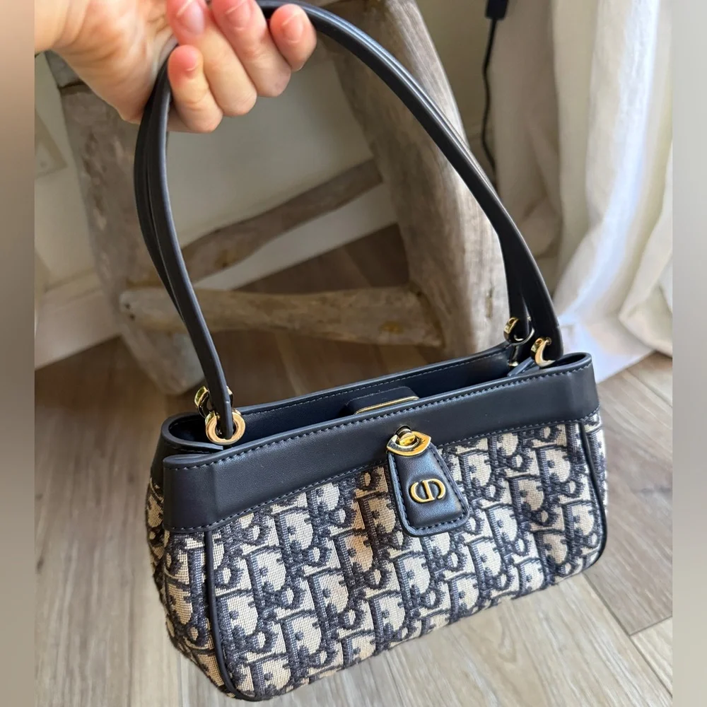 Christian Dior Oblique Jacquard Top Handle Bag Small - Picture 1 of 6